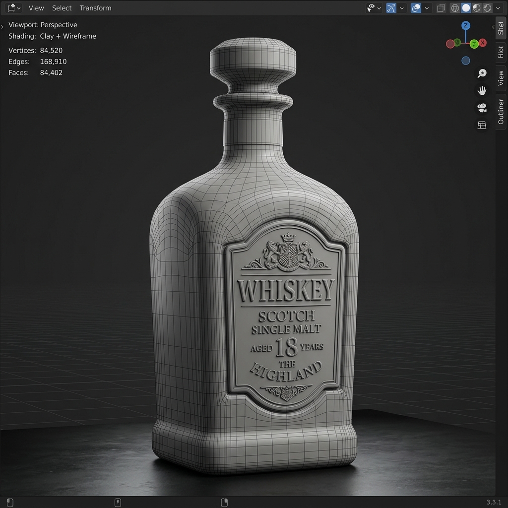 Raw 3D Clay Wireframe